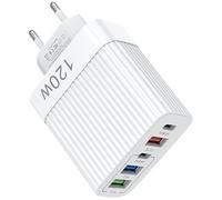 Station De Charge USB 120 W - Chargeur Multiport Rapide, De Type C | Compatible Téléphone Tablette Ordinateur US UK EU Accessoire De Technologie