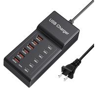 Station de charge USB 50 W 10 A 12 ports Bloc de charge multiple, bande d'alimentation USB pour iPhone 13/14/15/16/smartphone/tablette/montre/écouteurs (Noir)