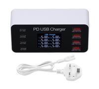 Station De Charge Usb 65 W 8 Ports Multi Port Usb Hub Chargeur éCran Lcd Qc3.0 Pd30w Usb C Pour Tablette Ios Pour Macbook Pro Air Pour Galaxy 100-240 V Prise Britannique
