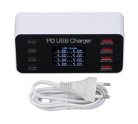 Station De Charge Usb 65 W 8 Ports Multi Port Usb Hub Chargeur éCran Lcd Qc3.0 Pd30w Usb C Pour Tablette Ios Pour Macbook Pro Air Pour Galaxy 100-240 V Prise Ue