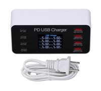 Station De Charge Usb 65 W 8 Ports Multi Port Usb Hub Chargeur éCran Lcd Qc3.0 Pd30w Usb C Pour Tablette Ios Pour Macbook Pro Air Pour Galaxy 100-240 V Prise AméRicaine