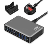 Station de charge USB C 300 W, bloc de charge rapide USB C 8 ports GaN IV, hub d'alimentation USB PD 100 W compatible avec MacBook, iPhone 16/15/14, Dell, Steam Deck, Galaxy S24/S23, etc