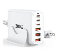 Station de charge USB C, chargeur FEMORO GaN III multi-appareils USB-C pour 200 W 6 ports USB et type C, compatible avec iPhone Galaxy, MacBook, Dell, AirPods Switch et plus encore