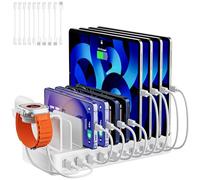 Station de Charge USB C pour appareils Multiples Fast 100W avec Support de Montre et 10 câbles, Station de Charge 10 Ports, USB Multi Charger pour iphone/Samsung, tablettes et Autres appareils USB