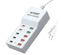 Station de Charge USB, Chargeur USB 10 Ports, Adaptateur de Chargeur Multiple USB C, Chargeur Rapide PD 30 W, Compatible avec iPhone iPad/Montre/Air Pods/Console de Jeu