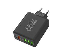 Station de charge USB multi-ports - Bloc de charge avec plusieurs ports - Adaptateur de charge à 6 ports - 65 W - 4 ports USB - 2 ports de type C - Adaptateur mural rapide - Station de charge portable