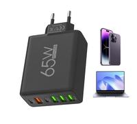 Station de charge USB multi-ports, bloc de chargeur plusieurs ports, Adaptateur de charge à 6 ports, 65W 4 ports USB, 2 blocs de chargeur de type C et station murale rapide, prise murale portable pour