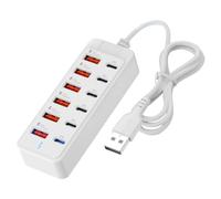 Station de charge USB multifonction, adaptateur 12 en 1 de 66 W, avec ports de données pour ordinateur portable, téléphone portable, tablette et bureau à domicile