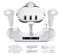 Station de charge VR pour casque et contrôleurs O-Quest3/3S, charge rapide avec support mural et indicateur de charge LED, comprend 2 x batteries rechargeables de 600 mAh - Blanc Oculus Quête 3ABS