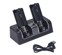 Station de Chargement 4 - en - 1 pour Télécommandes, Base de Charge sans Fil avec Batteries Intégrées 2800 mAh en ABS, Compatible avec Switch Pro, DualSense et Manettes sans Fil (Noire)