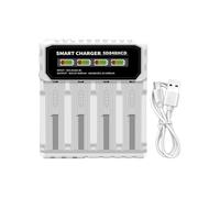 Station de Chargement de Batterie Rechargeable à 4 emplacements pour cellules 14500 21700 26650 Prévention intégrée des surcharges Arrêt Automatique Arrêt Automatique de la de la Batterie