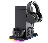 Station de chargement de Console IPEGA pour Xbox, station de contrôle de température intelligente + ventilateur de refroidissement aérien avec support de lumière RGB XBX024S BLACK