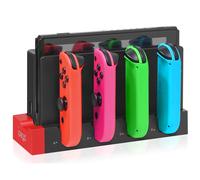 Station de chargement IPEGA PG-9186 pour Switch & OLED - Charge jusqu'à 4 contrôleurs, compatible avec les modèles Switch et OLED Rouge