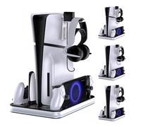 Station de chargement pour manettes jixopn avec éclairage RGB, support vertical Portal pour PlayStation PS5/PS5 Slim (lecteur disque et numérique).