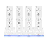 Station de Chargement pour Wii, 4 en 1 Manette Station de Chargement avec Indicateurs LED 4 pièces 2800mAh Batterie Rechargeable Paquet pour Télécommande Wii