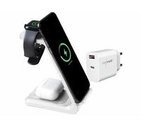 Station De Chargement Sans Fil 3 En 1 Avec Chargeur Secteur 20 W - Coloris Blanc