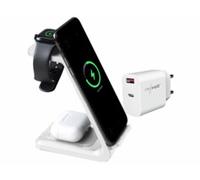Station de chargement sans fil 3 en 1 avec chargeur secteur 20 W - coloris blanc Callstel