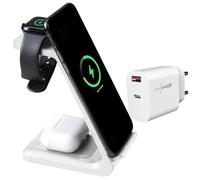 Station de chargement sans fil 3 en 1 avec chargeur secteur 20 W - coloris blanc Callstel