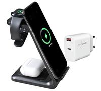 Station de chargement sans fil 3 en 1 avec chargeur secteur 20 W - coloris noir [Callstel]