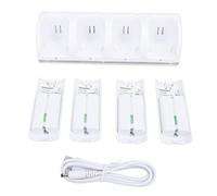 Station de chargeur de contrôleur Culnflun pour télécommandes Wii, 4 en 1 quai de charge avec des batteries rechargeables de 2800mAh et des indicateurs LED pour les télécommandes (Blanc)