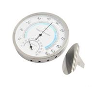 Station de climatisation analogique ronde en acier inoxydable 12,7 cm salon | Plage de mesure 0-110 °C, 0-100 % d'humidité, précision ± 1-2 °C, idéal pour les pièces de vie, durable
