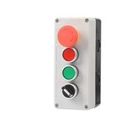 Station de commande à bouton-poussoir 4 interrupteurs Stop/Start (1 pièce - Arrêt d'urgence + 2 retour automatique + interrupteur rotatif)