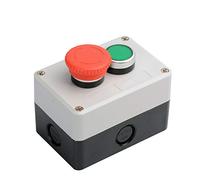 Station de contrôle à bouton-poussoir 2 interrupteurs Stop/Start Champignon (Lot de 1 - Arrêt d'urgence + retour automatique)