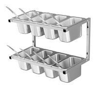 Station de cuisson à pizza - Chariot de table mural à 2 étages en acier inoxydable pour restaurants avec 10 grilles - Organiseur de pizza efficace pour une utilisation en cuisine