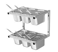 Station de cuisson à pizza en acier inoxydable - Chariot de table mural à 2 étages avec 10 grilles pour une organisation efficace des pizzas dans les restaurants et les cuisines