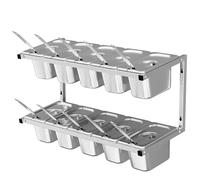 Station de cuisson à pizza en acier inoxydable - Chariot de table mural à 2 étages avec 10 grilles pour une organisation efficace des pizzas dans les restaurants et les cuisines