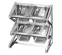 Station de cuisson sur pied pour pizza, organiseur de cuisine transparent avec 10 boîtes à épices et couvercle à cuillère, support de rangement pour comptoir