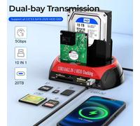 Station de disque dur Touristo-Bay avec adaptateur secteur 12V, tout en 1, USB 3.0, 2.0, 5Gbps HDD SSD, station d'accueil avec carte TF, 2.5 pouces, 3.5 pouces 27 USB3.0 UK Plug