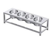 Station de finition en acier inoxydable - Récipients d'assaisonnement peu encombrants pour une préparation efficace des ingrédients - Parfait pour les cuisines et les restaurants, organisez votre plan