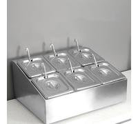 Station de garniture à pizza avec couvercles et cuillères, ensemble de rangement de condiments pour buffet de restaurant et stockage d'ingrédients