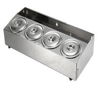 Station de garniture à pizza, boîtes à épices, support incliné de comptoir avec rangement arrière pour assaisonnement, étagère pour sauce, ingrédients, cuisines