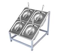 Station de garniture à pizza en acier inoxydable, 2 niveaux inclinés, étagères de rangement pour condiments pour la maison, la cuisine, le buffet, la table, la cafétéria