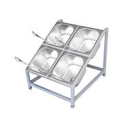 Station de garniture à pizza en acier inoxydable, 2 niveaux inclinés, étagères de rangement pour condiments pour la maison, la cuisine, le buffet, la table, la cafétéria