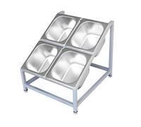 Station de garniture à pizza en acier inoxydable, 2 niveaux inclinés, étagères de rangement pour condiments pour la maison, la cuisine, le buffet, la table, la cafétéria