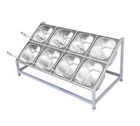 Station de garniture à pizza en acier inoxydable, 2 niveaux inclinés, étagères de rangement pour condiments pour la maison, la cuisine, le buffet, la table, la cafétéria