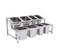 Station de garniture de pizza, boîte d'assaisonnement à 8 compartiments en acier inoxydable, récipients d'assaisonnement avec paupières détachables pour le restaurant domestique