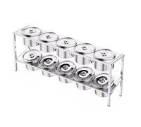 Station de garniture de pizza en acier inoxydable extensible avec couvercles et louches, présentoir à épices pour sauces et ingrédients (B argenté, 91 x 18,5 x 35 cm)
