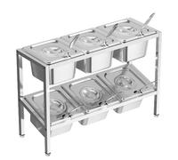 Station de garniture de pizza, plateau de service en acier inoxydable, support d'assaisonnement, support de rangement pour comptoir de préparation de pizza pour épices, sauces, salades, confitures