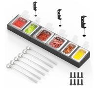 Station de garniture de pizza pour table de préparation de grill, récipients à condiments avec couvercles transparents pour chariot à pizza, accessoires de chariot de four à pizza, 96,5 cm de long en