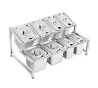 Station de garniture de pizza, Récipients à condiments en acier Distributeur de Condiments pour la Maison ou le Restaurant(8 compartiments)