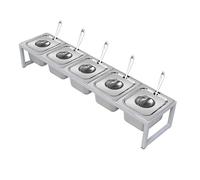 Station de garniture de pizza, station de garniture de pizza, station de garniture de pizza en acier inoxydable avec conteneurs amovibles, conteneurs de buffet de support de comptoir pour table de g