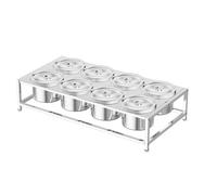 Station de garniture pour pizza, conteneurs à condiments en acier inoxydable avec boîtes d'assaisonnement et couvercles, support à épices de comptoir pour salade, confiture, fruits (40 x 37 x 14,5 c