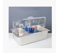 Station de garniture pour pizza, distributeur de condiments en acier inoxydable, accessoires pour four à pizza d'extérieur pour la préparation des ingrédients et des garnitures (F-53 x 33 x 28 cm)