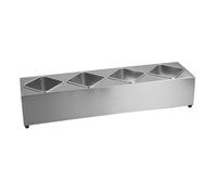 Station de garniture pour pizza, distributeur de condiments en acier inoxydable, accessoires pour four à pizza avec récipients amovibles pour bar à salade, table de grill (argenté A, 96 x 20 x 16 cm