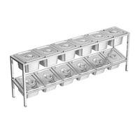 Station De Garniture pour Pizza, Distributeur De Condiments en Acier Inoxydable, Support À Épices De Comptoir pour Sauces, Confitures Et Fruits (Argent-B) (102,5 X 18,5 X 35 Cm)