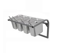 Station de garniture pour pizza, support organisateur d'épices en acier inoxydable, ensemble de conteneurs muraux pour buffet pour sauces, fruits et ingrédients, cuisine, restaurant, garde-manger (F